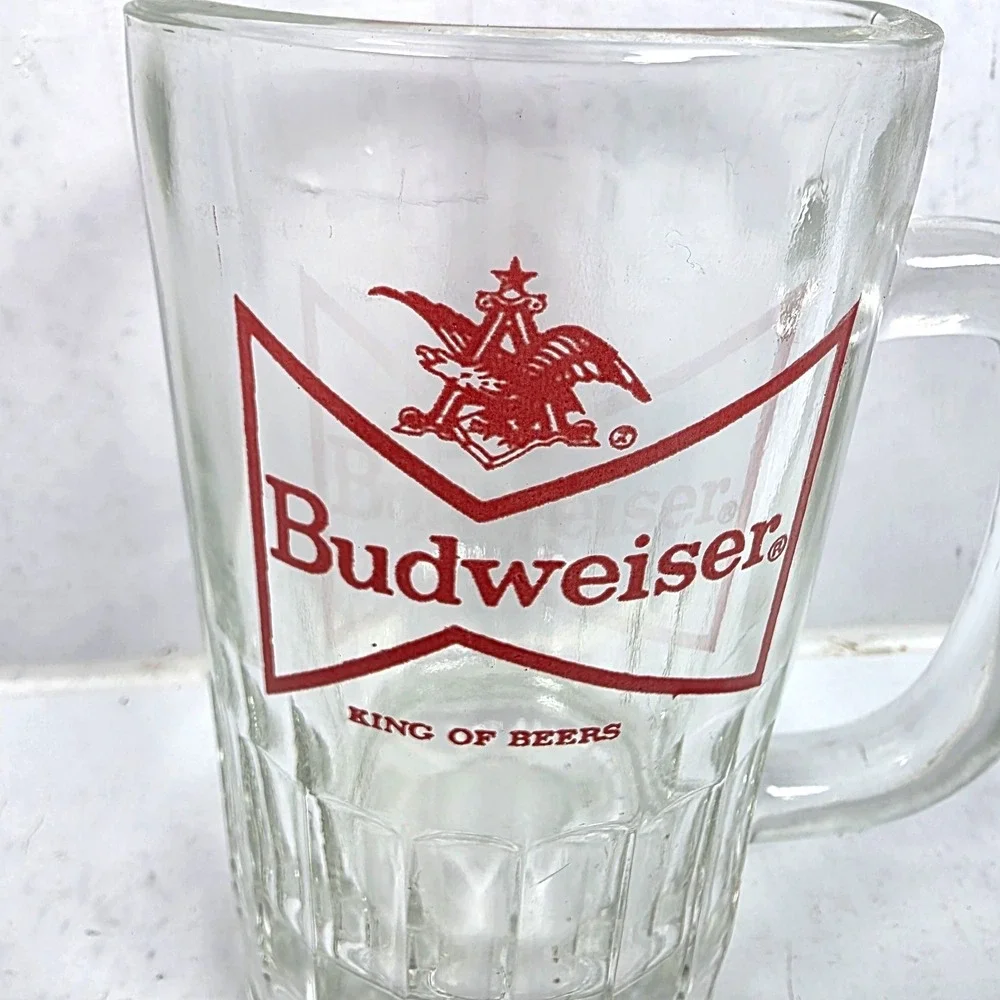 Vintage Beer‎ Stein Budweiser King of Beers Glass Mug Clear 5.5